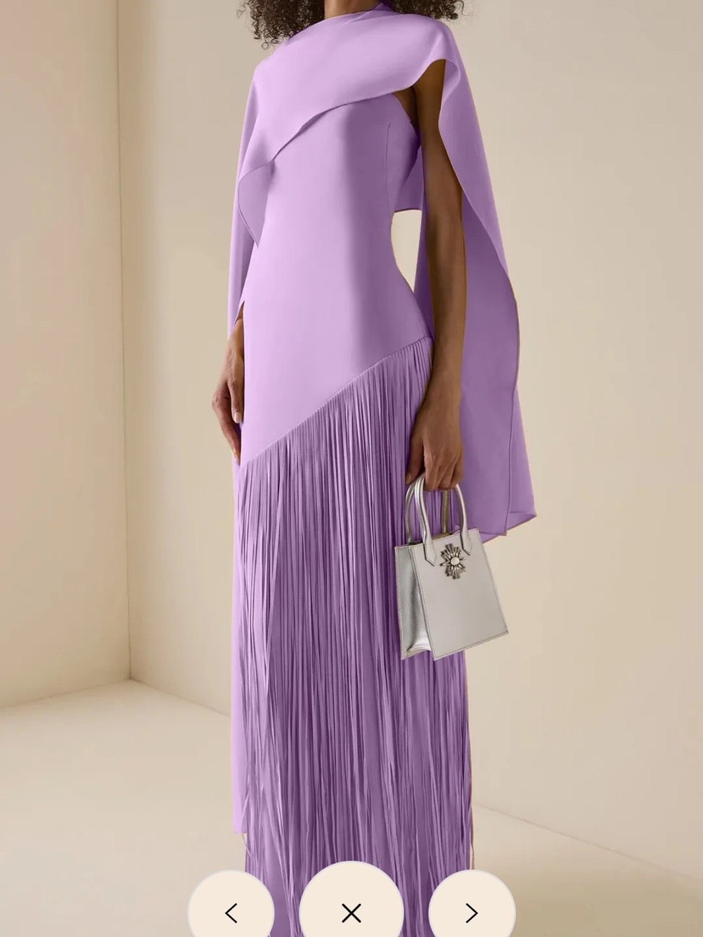 Lilac Fringe Cape Maxi Dress